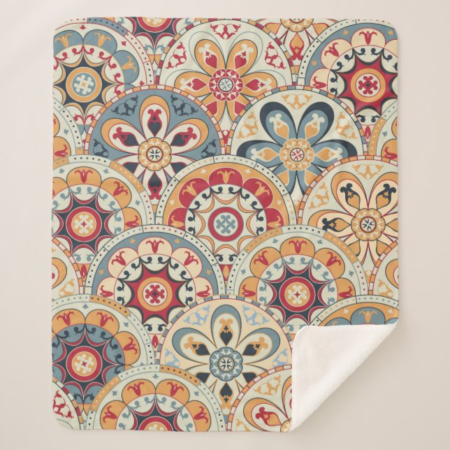 Seamless abstract wallpaper with circles trendy co sherpa blanket (Front)