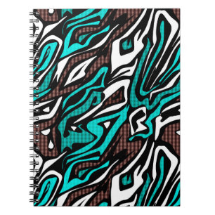 Seamless abstract zebra skin leather modern blue b notebook