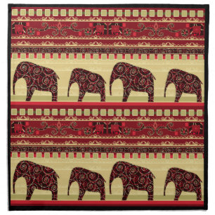 Seamless african ethno design elephants ornamental cloth napkin