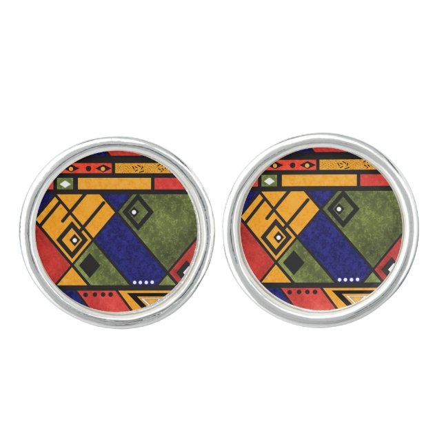Seamless african ethno traditional texture pattern cufflinks (Front)