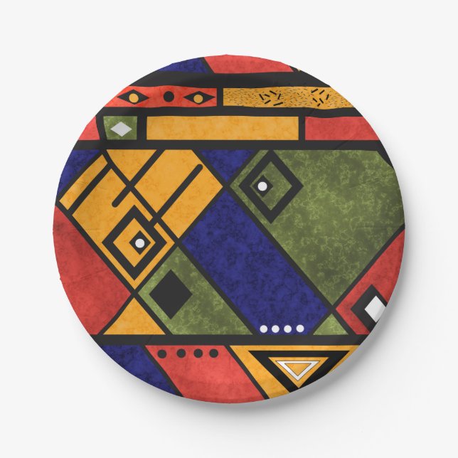 Seamless african ethno traditional texture pattern paper plates (Front)