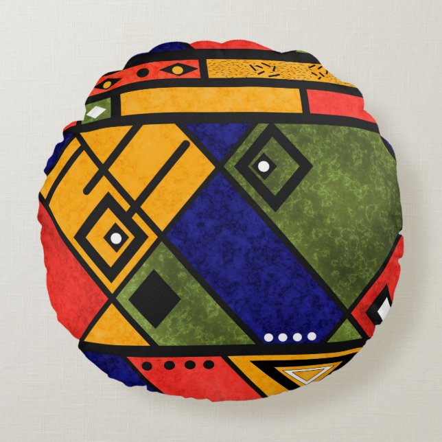 Seamless african ethno traditional texture pattern round pillow (Front)