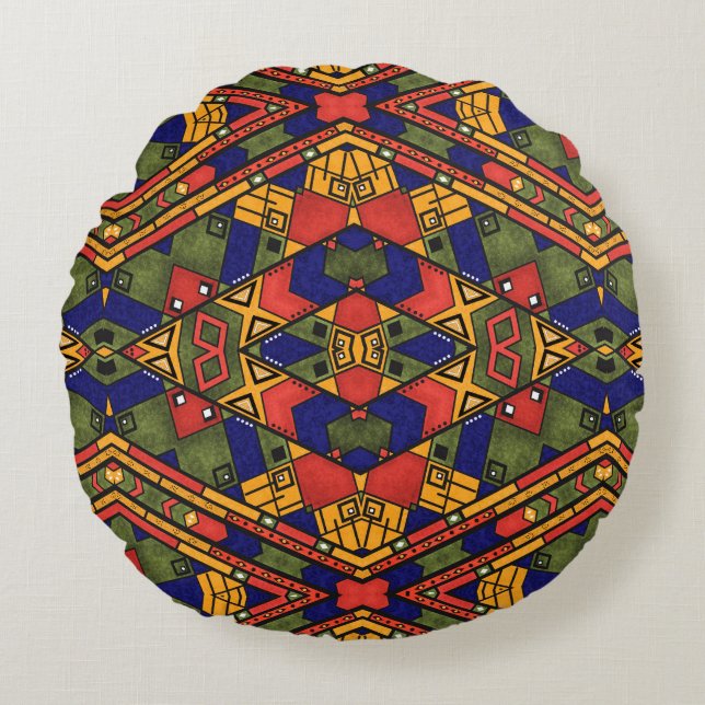 Seamless african ethno traditional texture pattern round pillow (Front)