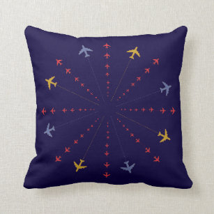 seamless airplanes blue decor throw pillow