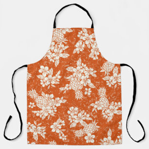 Seamless aloha pattern of hibiscus and pineapple, apron