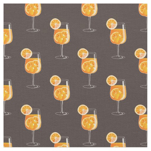 Seamless Aperol Spritz Cocktail Pattern Fabric
