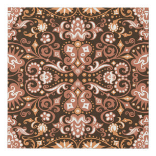 Seamless Arabesque Floral Pattern. Art Deco Style Faux Canvas Print