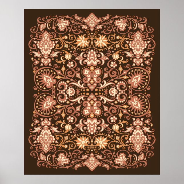 Seamless Arabesque Floral Pattern. Art Deco Style  Poster (Front)