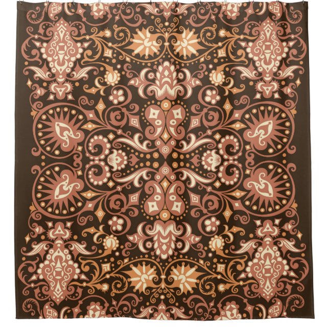 Seamless Arabesque Floral Pattern. Art Deco Style  Shower Curtain (Front)