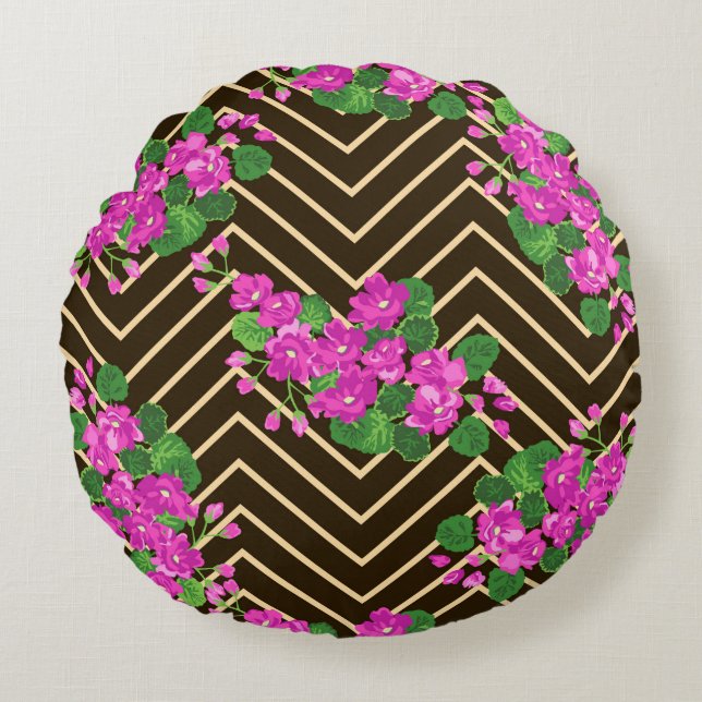 Seamless ardent pattern in sweet flowers. Composit Round Pillow (Front)