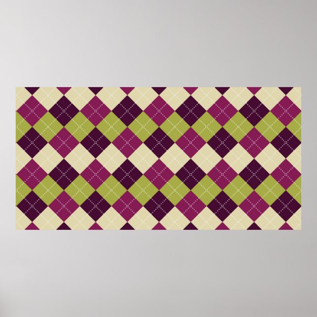 Seamless argyle pattern. Diamond shapes background Poster (Front)