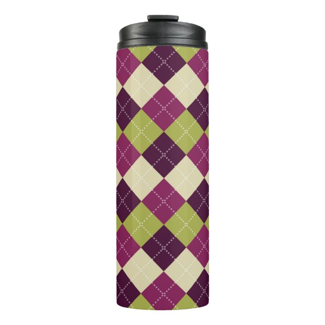Seamless argyle pattern. Diamond shapes background Thermal Tumbler (Front)