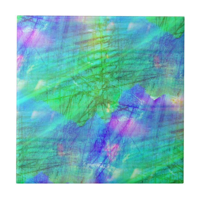 seamless art background watercolor blue, green ceramic tile (Front)