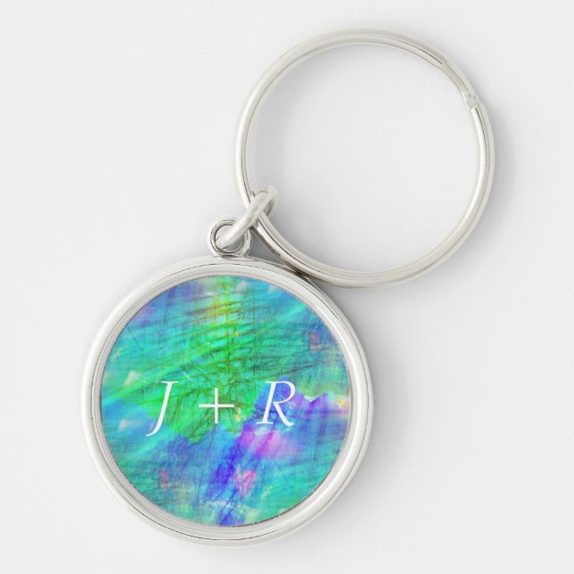 seamless art background watercolor blue, green keychain (Front)