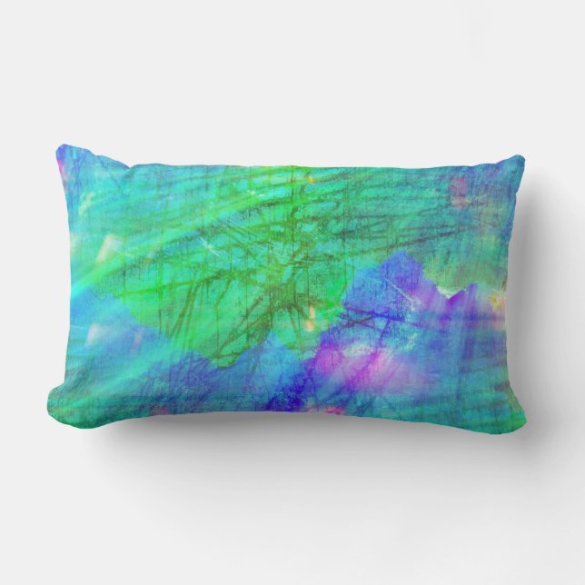 seamless art background watercolor blue, green lumbar pillow (Front)