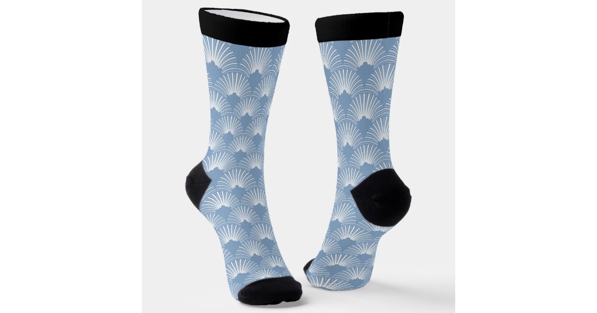 Seamless ArtDeco pattern blue and white Socks Zazzle