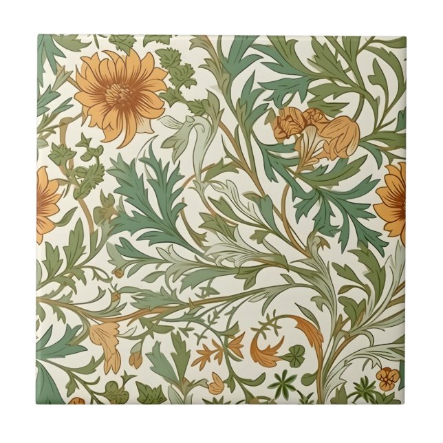 Seamless Arts and Crafts style repeating pattern Ceramic Tile (Front)