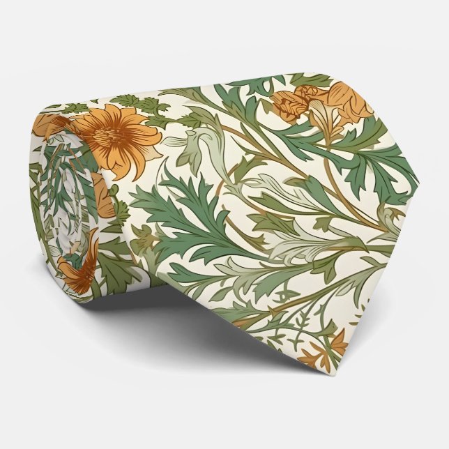 Seamless Arts and Crafts style repeating pattern Neck Tie (Rolled)