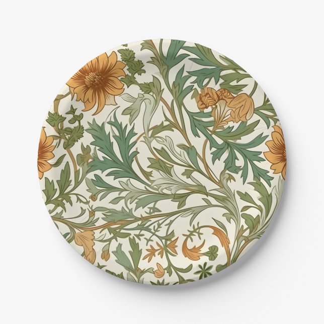Seamless Arts and Crafts style repeating pattern Paper Plates (Front)