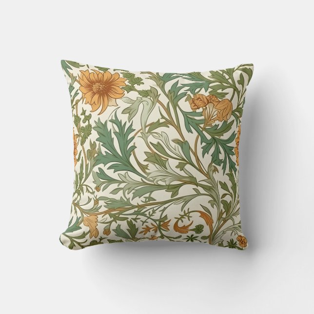 Seamless Arts and Crafts style repeating pattern Throw Pillow (Front)