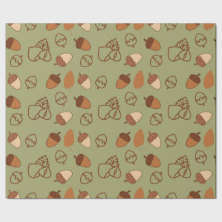 Seamless Autumn Wrapping Paper with Hazelnut Joy