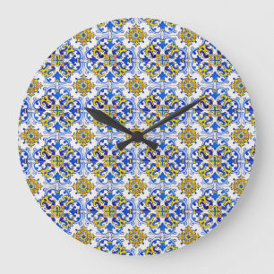 Seamless Azulejo Panel Tiles Large Clock