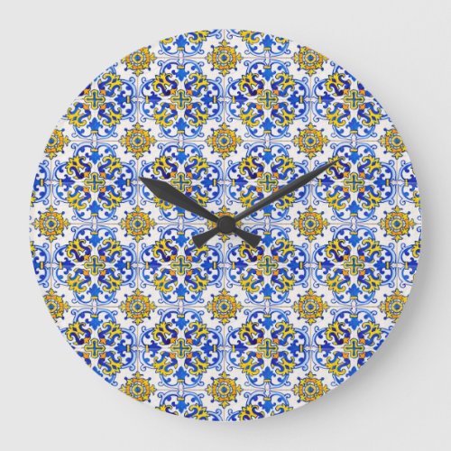 Seamless Azulejo Panel Tiles Large Clock