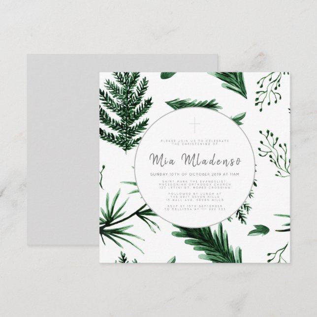 Seamless Baby Baptism Christening Invitation (Front/Back)