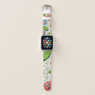 Seamless background design with colorful flowers apple watch band