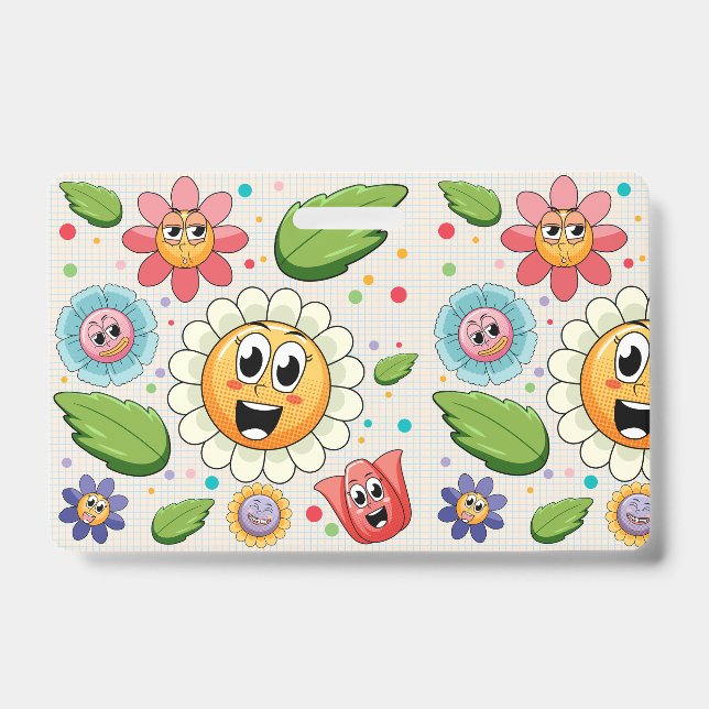 Seamless background design with colorful flowers  badge (Front)