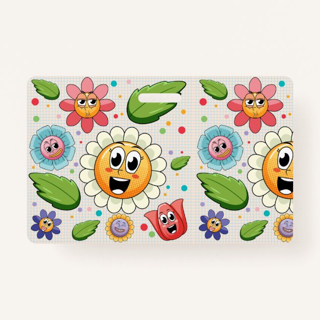 Seamless background design with colorful flowers  badge (Front)