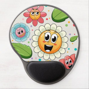 Seamless background design with colorful flowers gel mouse pad
