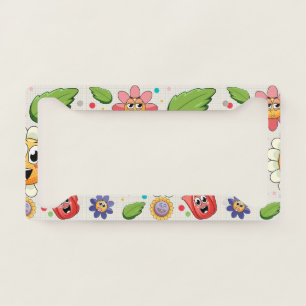 Seamless background design with colorful flowers license plate frame