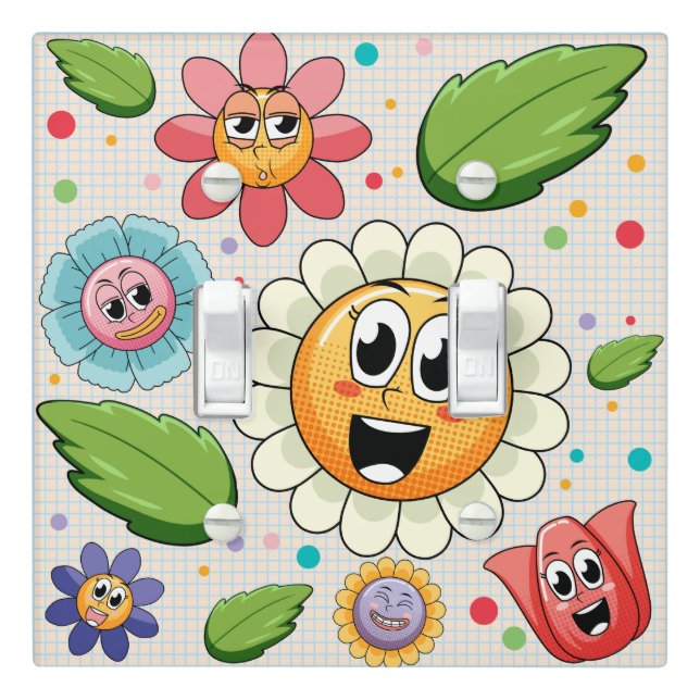 Seamless background design with colorful flowers light switch cover (In Situ)