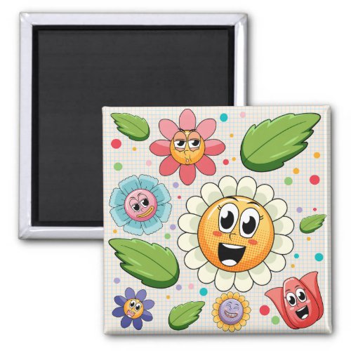 Seamless background design with colorful flowers magnet