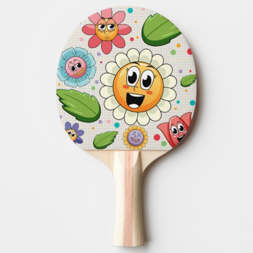 Seamless background design with colorful flowers ping pong paddle