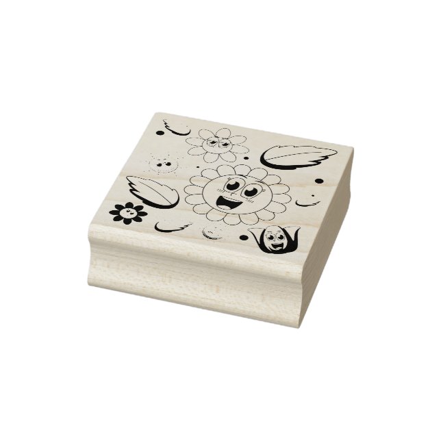 Seamless background design with colorful flowers  rubber stamp (Stamp)