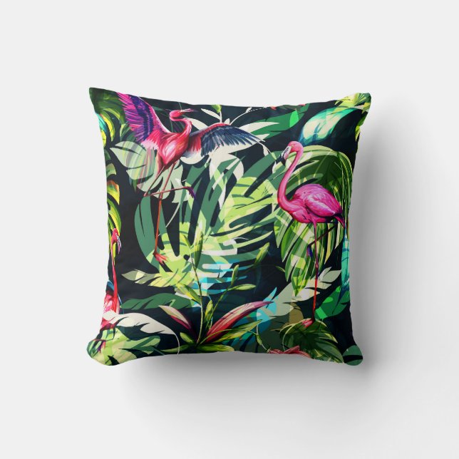 Seamless background floral pattern. Tropical leave Throw Pillow (Front)