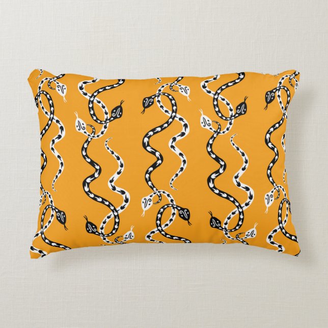 Seamless background of creeping decorative snakes accent pillow (Front)