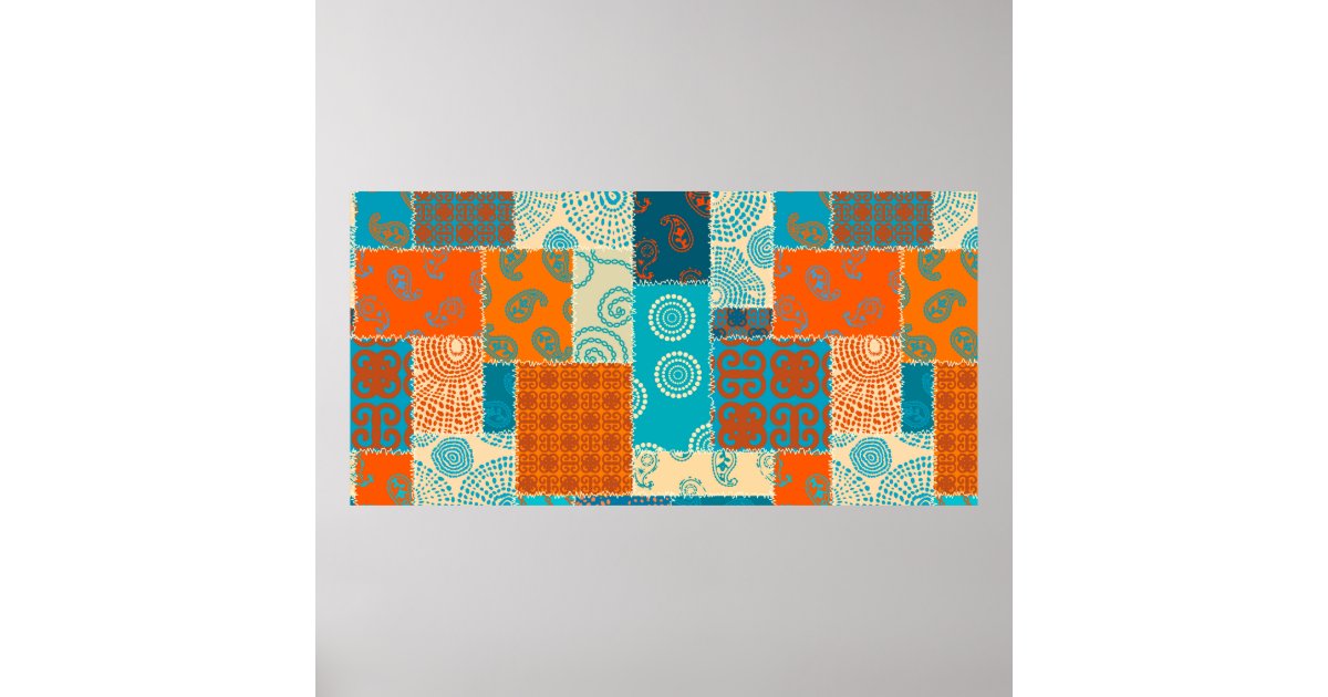 Patchwork Poster Design Seamless background pattern. Patchwork pattern in Poster | Zazzle