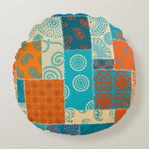 Seamless background pattern. Patchwork pattern in  Round Pillow