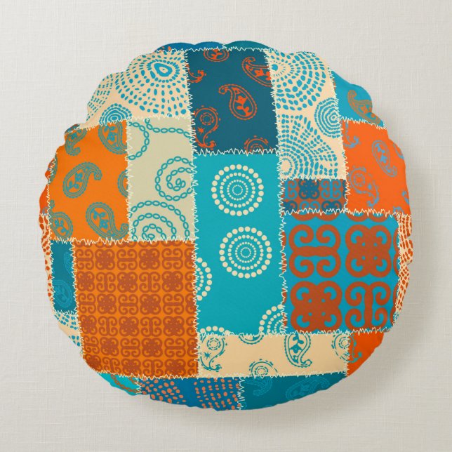Seamless background pattern. Patchwork pattern in  Round Pillow (Front)