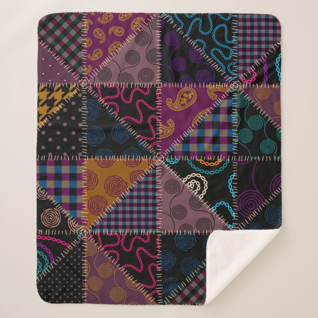 Seamless background pattern. Patchwork pattern. Vi Sherpa Blanket (Front)