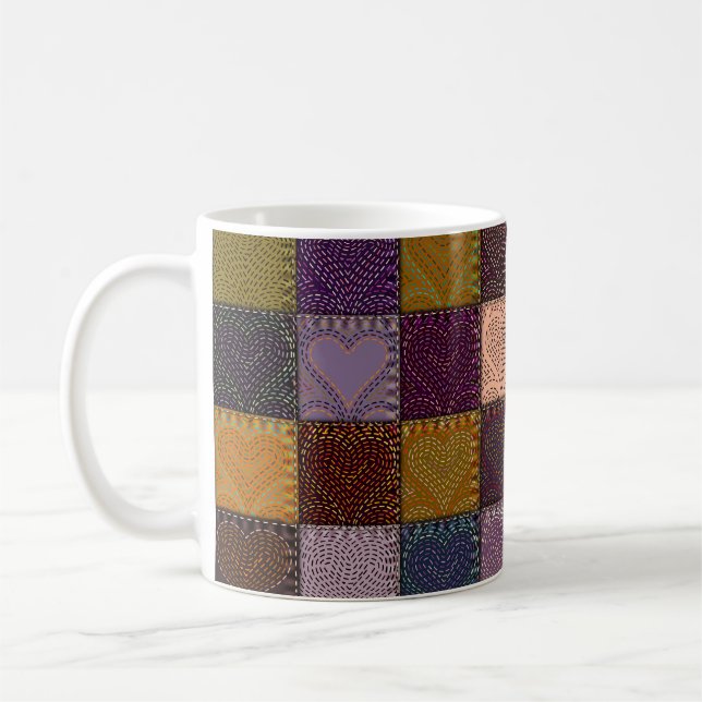 Seamless background pattern. The Patchwork with em Coffee Mug (Left)