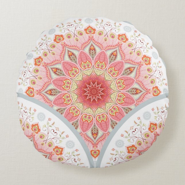Seamless background with a round ornament. Orienta Pillow (Front)