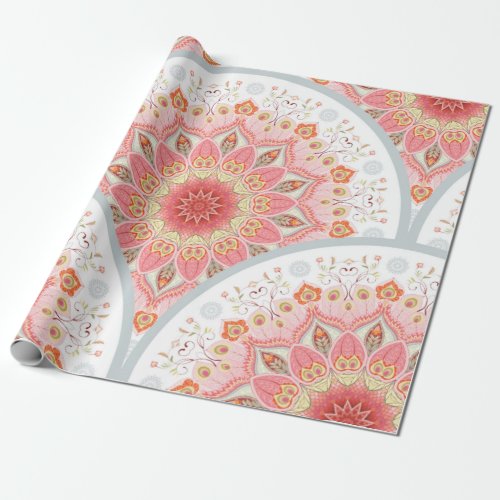 Seamless background with a round ornament Orienta Wrapping Paper