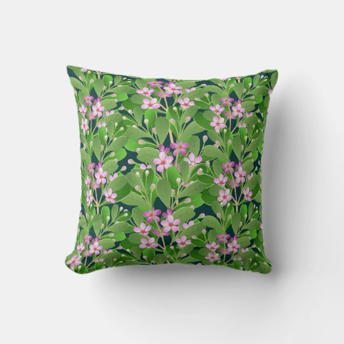 SEAMLESS BACKGROUND WITH BLOOMING BRANCHES THROW PILLOW