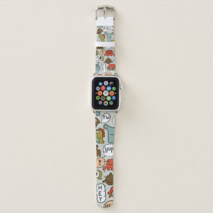 seamless background with cute cartoon monsters apple watch band