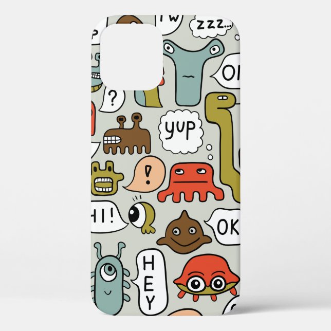 seamless background with cute cartoon monsters Case-Mate iPhone case (Back)