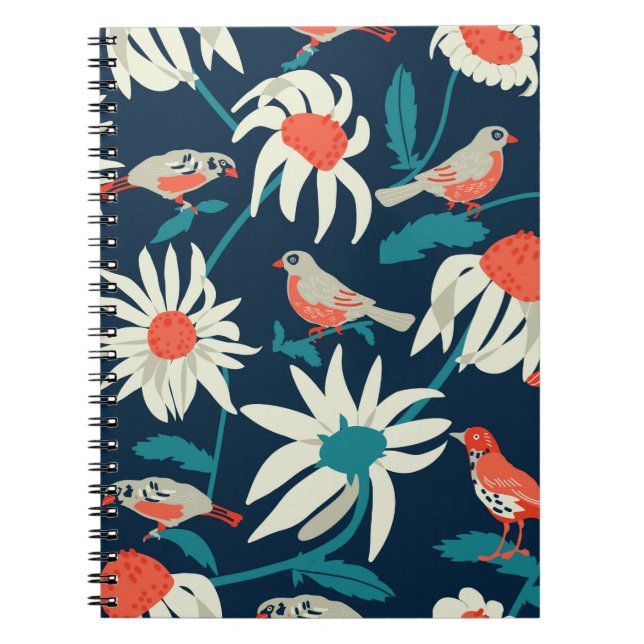 Seamless background with flowers and birds notebook (Front)
